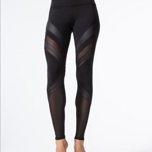 ALO YOGA MESH PANELLED HIGH RISE STRETCH LEGGINGS